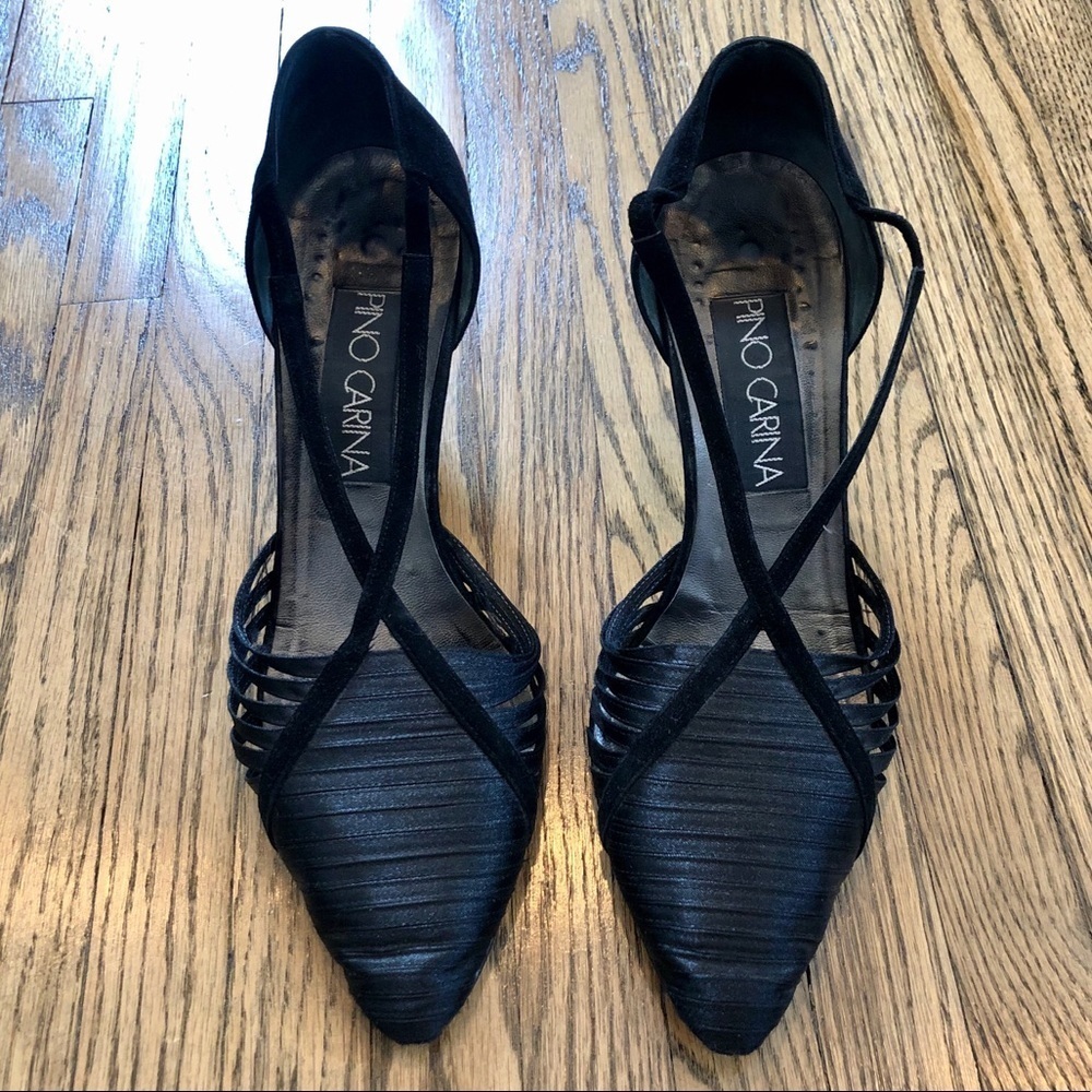 Vintage Pino Carina Black Cross Strap Heels | 39​​